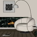 Modern Single-person Sofa Quiet Single-person Sofa Fireplace Carpet Floor Lamp Lazy Sofa Leisure Sofa 3d model