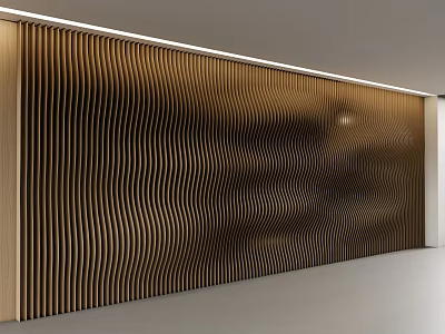 Modern Interior Wall Paneling With Wave Pattern Vertical Stripes And Wooden Texture 3d model