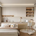 Tatami Bedroom Interior Design With Comfortable Bed Pillows Desk Area Chair And Cabinets