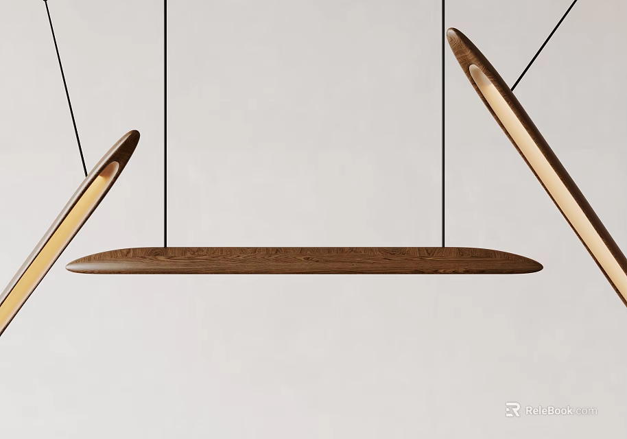 Modern Wooden Linear Pendant Lights With Minimalist Hanging Design And Sleek Style 3d model 