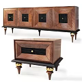 Vintage Wooden Chest of Drawers with Decorative Panels and Gold Metal Legs
