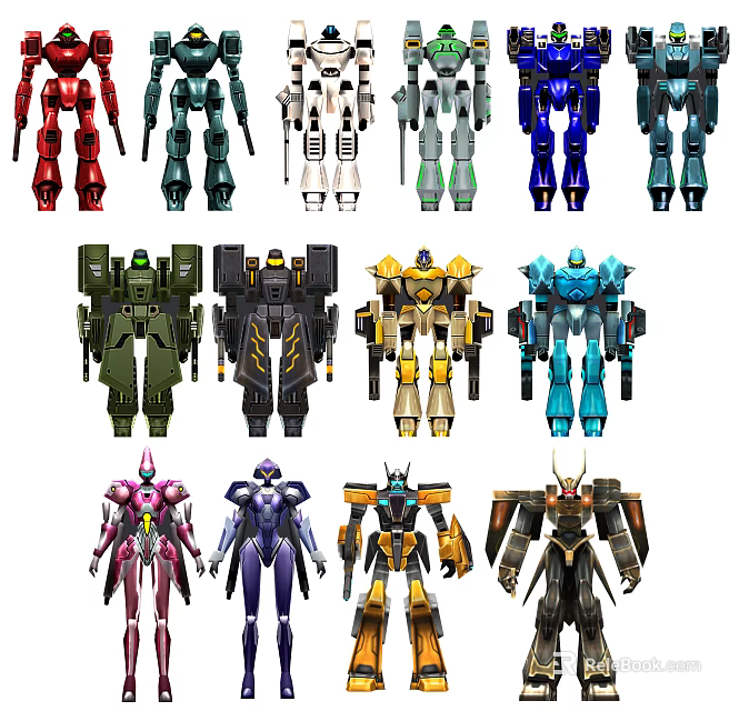Assorted Colorful Robot Models With Detailed Designs And Action Features 3d model 