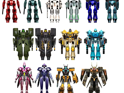 Assorted Colorful Robot Models With Detailed Designs And Action Features 3d model