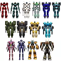 Assorted Colorful Robot Models With Detailed Designs And Action Features