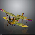 Colorful Biplane Model With Yellow Pink Wings And Open Cockpit Propeller