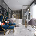 Luxury Beauty Hair Salon Interior With Elegant Gold Decor Marble Floor And Comfortable Seats