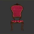 Classic Design Red Dining Chair With Diamond Pattern And Wooden Frame
