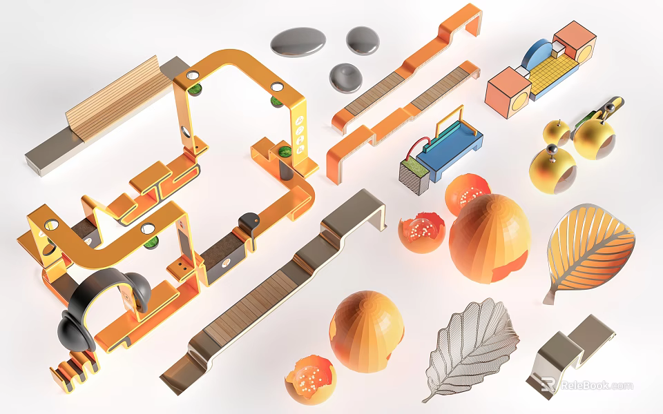 Creative Landscape Seats With Various Designs Natural Elements And Geometric Structures 3d model