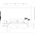 Modern Bedroom Interior with Tropical Leaf Pattern Wallpaper Comfortable Bed Soft Rug Large Window and Accent Chair