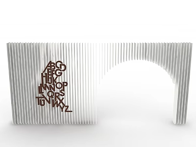Modern White Vertical Striped Arched Structure With Alphabet Letters A to Z 3d model