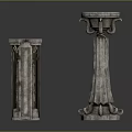 Two Classical Style Carved Stone Pedestals With Intricate Decorative Details