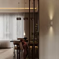 Modern Living and Dining Room Interior Design With Chandelier Sofa Coffee Table and Wooden Cabinets