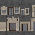Architectural Decorative Elements Featuring Various Windows Doors And Ornamental Frames 3d model
