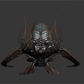 Game Movie Character Mechanical Flaming Mythical Creature With Glowing Orange Red Accents And Spiked Armor