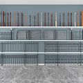 Various Railings With Wooden Balusters And Metal Designs Displayed On Shelves