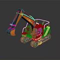 Modern Blue And Orange Crawler Excavator Construction Equipment With Cab Tracks And Bucket