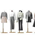 Models Displaying Various Stylish Clothing Outfits Including Top Skirt And Pants