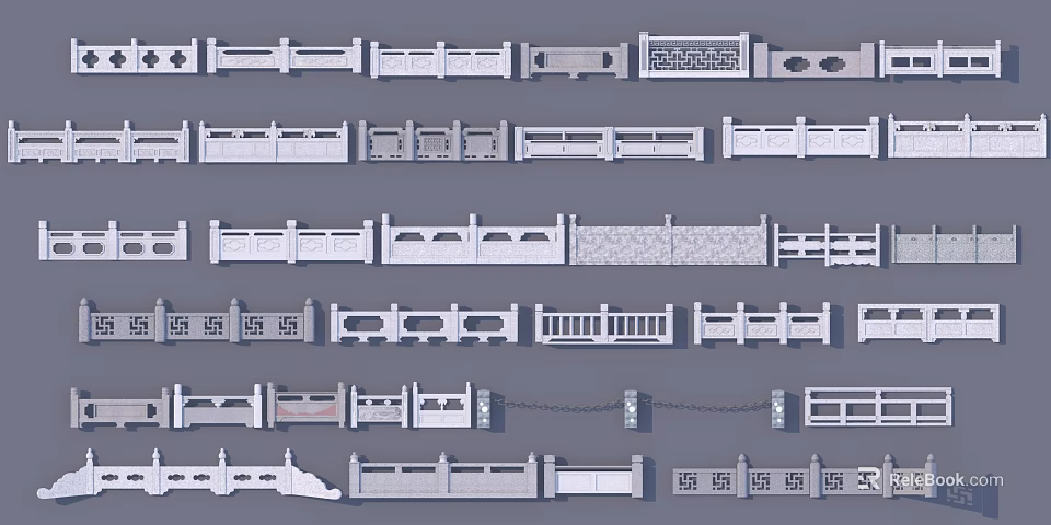 Various Fence Designs with Ornate Patterns and Different Styles for Outdoor Use 3d model