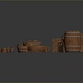 Wooden Household Items Collection Including Barrels Baskets Boxes And Containers