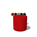 Red Cylindrical Sofa Stool With Colorful Balls On Top For Modern Decor