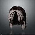 Character Hairstyle 3D Model Featuring Dark Brown And Light Pink Bangs Design