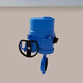 Blue Industrial Valve Actuator Device With Pressure Gauge And Flange Connection