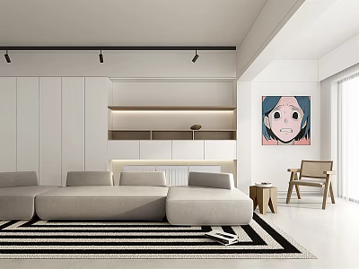modern living room cream living room 3d model