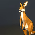 Low Poly Orange Kangaroo 3D Model Standing On Dark Background 3d model