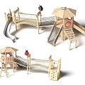 Wooden Paradise Platform Expansion Paradise Sightseeing Tower Sightseeing Deck Customized Paradise Amusement Park Amusement Park Children's Paradise Playground Amusement Scooty Slide Combination Function 3d model