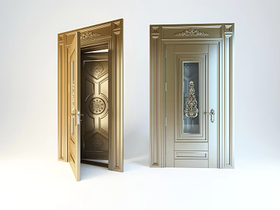 European-style security door double door 3d model