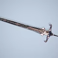 Ornate Metal Sword With Decorative Hilt Detailed Blade On Light Background