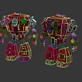 Two Red Robotic Characters With Detailed Mechanical Structure And Armor Design