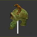 Ancient Bronze Sculpture Helmet With Intricate Carved Animal Figure And Wing Ornaments
