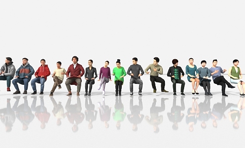 Sitting People Asian Sitting People Asian Yellow People Yellow People 3d model