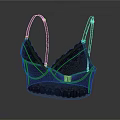 Black Lace Bralette With Delicate Straps And Feminine Fashion Design For Women