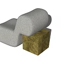 Modern Single Seater Sofa With Soft Fabric Upholstery And Wooden Cube Accent