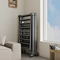 Black Vertical Hanger With Stylish Design In Living Room Corner Near Sofa And Window