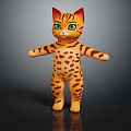 Cute Orange Spotted Cartoon Cat With Green Eyes Standing Arms Outstretched