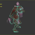 Green Fantasy Creature with Long Nose Beard Small Tree on Back Tail and Standing Pose 3d model