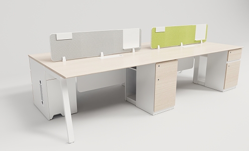 Modern desk straight station 3d model