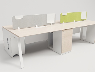 Modern desk straight station 3d model