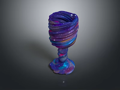 Colorful Swirled Glittery Resin Decorative Cup With Purple Blue Pink Hues 3d model