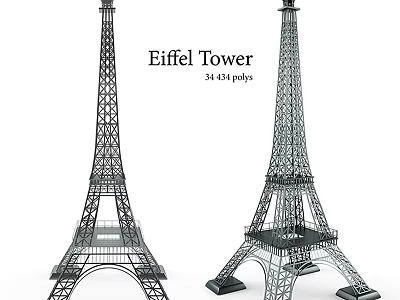 Eiffel Tower 3D Model With Two Structures And 34343 Polygons Design 3d model