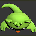 Cute Green Cartoon Creature Character With Big Eyes Spiky Back And Open Arms