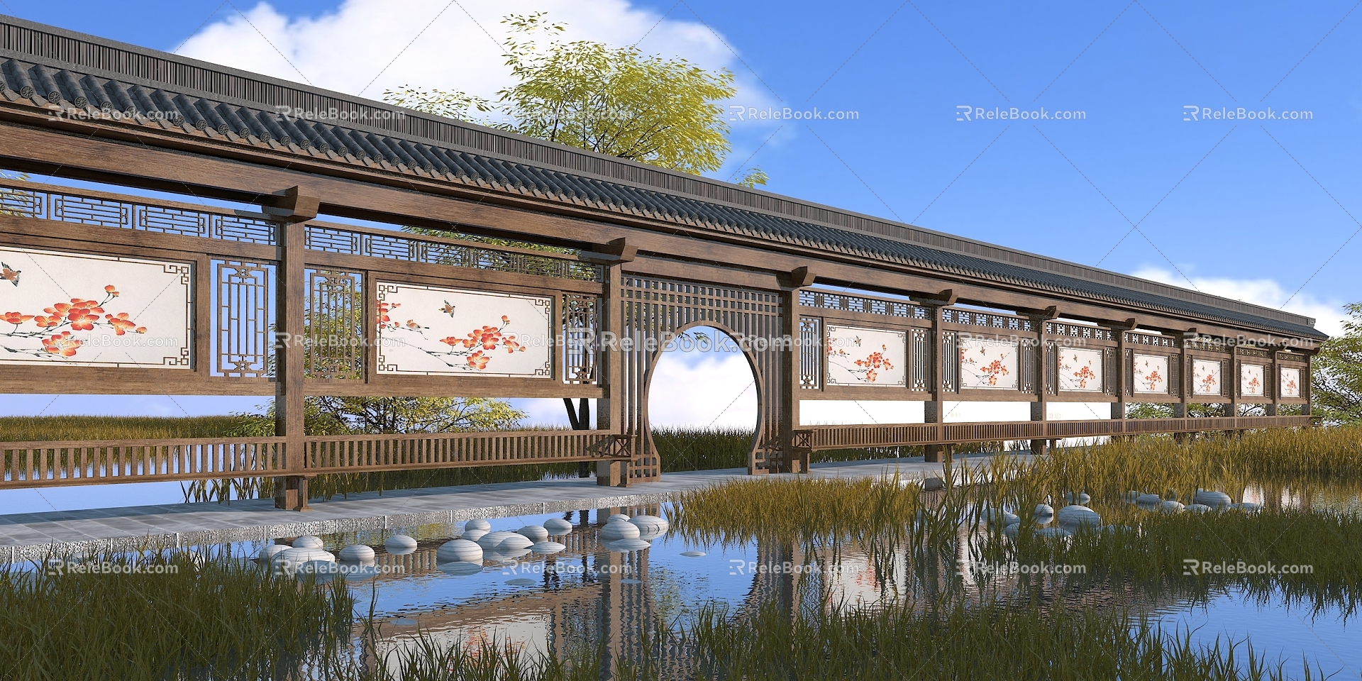 Chinese style gallery 3d model