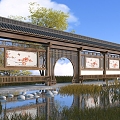 Chinese style gallery 3d model