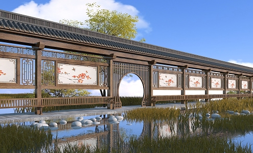 Chinese style gallery 3d model