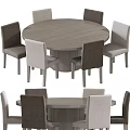 Modern Round Dining Table Set With Gray Upholstered Chairs And Sturdy Base 3d model