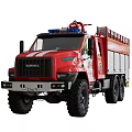 Functional Fire Trucks With Red White Gray Body Featuring Rescue Ladders And Equipment