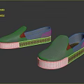 Slip On Gray Shoes With White Sole Orange And Black Stripes